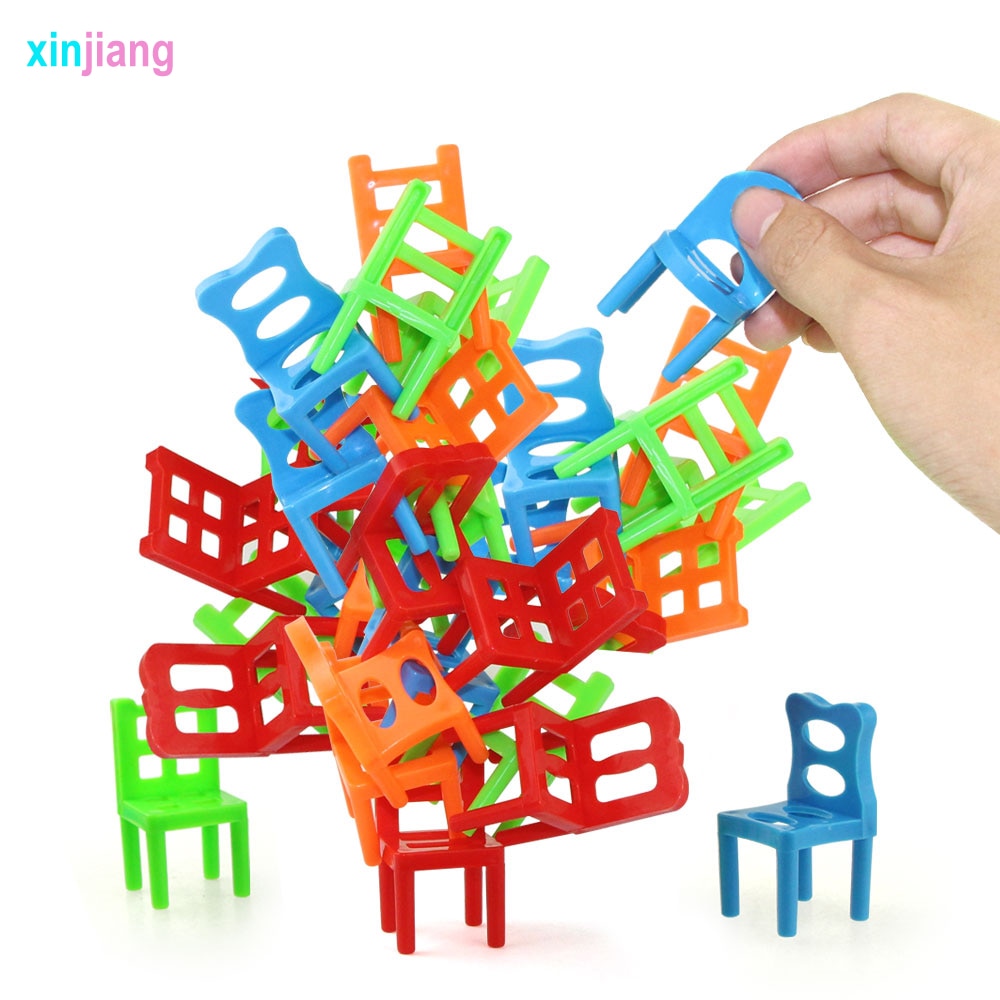 18 pièces/ensemble chaises d'équilibre jeu de société enfants Puzzle chaises empilables jouets jeu drôle jouets enfants jouets d'équilibre éducatifs