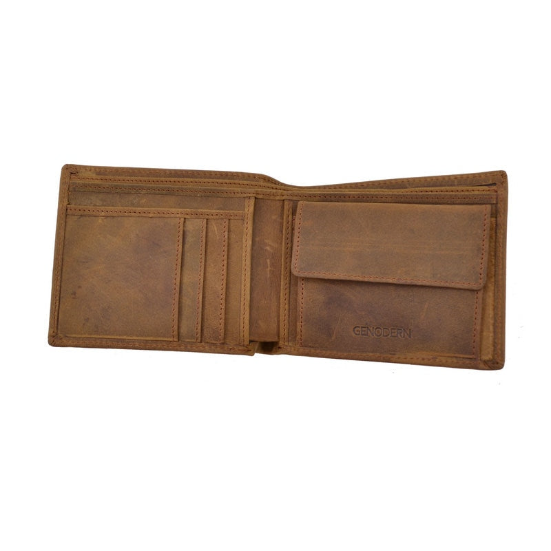 GENODERN Style italien Crazy Horse portefeuille en cuir pour hommes portefeuilles en cuir véritable poche à monnaie marron hommes sacs à main hommes portefeuilles