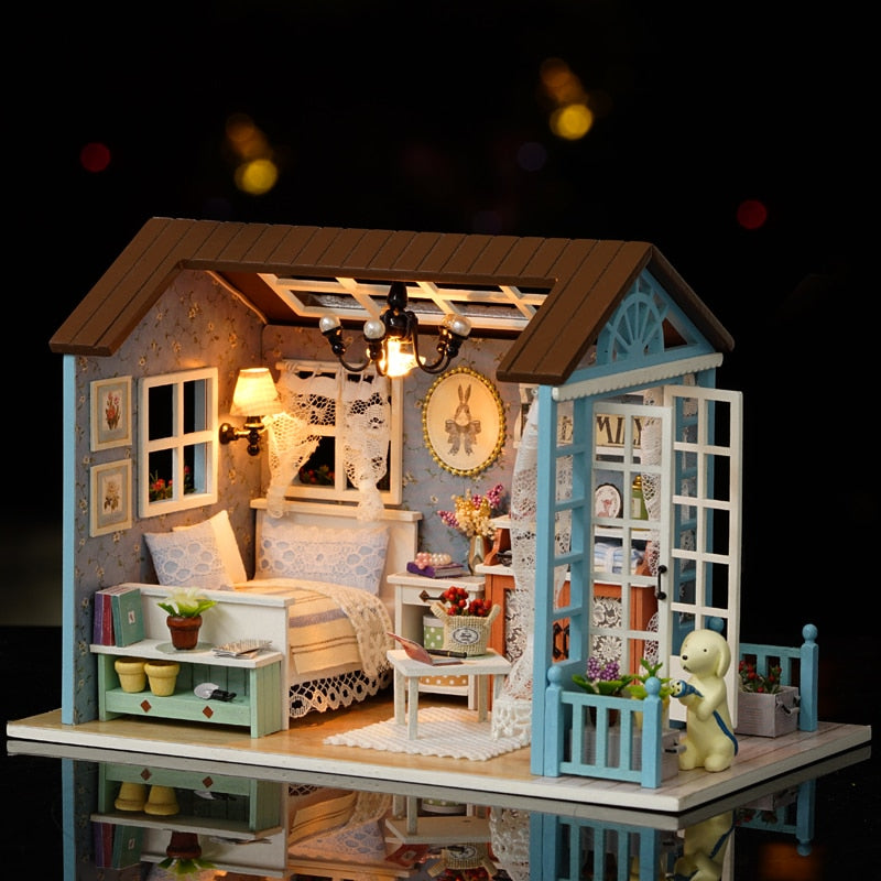 Año nuevo regalos de Navidad casa de muñecas DIY casa de muñecas en miniatura muebles de juguete CasaDolls casas juguetes para niños regalos de cumpleaños Z007