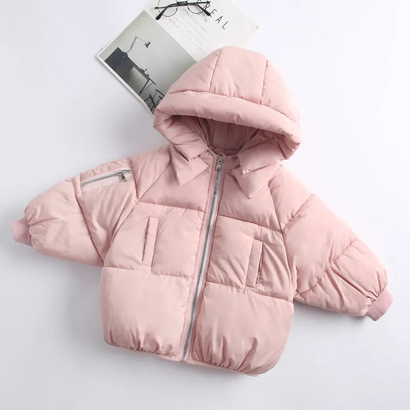 2-7Yrs Children's Casual Outerwear Coat Girl Cold Winter Warm Hooded Coat Children Cotton-Padded Clothes Kids Warm Down Jacket