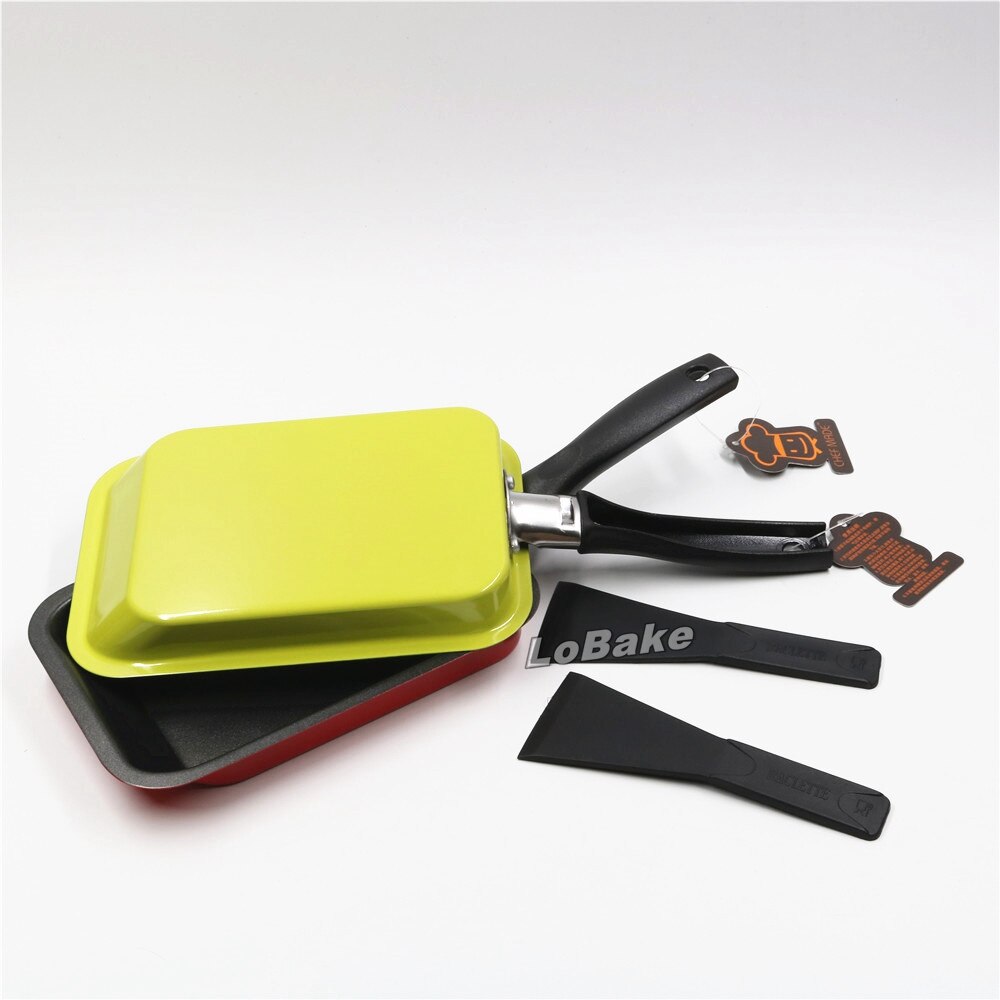 2 units/set) 18cm mini green and red coating fry pan rectangle egg roll tamagoyaki omelette pan cake making cooking supplies