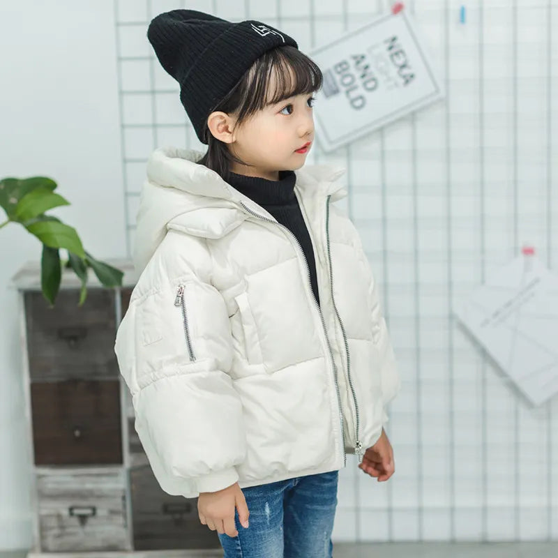 2-7Yrs Children's Casual Outerwear Coat Girl Cold Winter Warm Hooded Coat Children Cotton-Padded Clothes Kids Warm Down Jacket