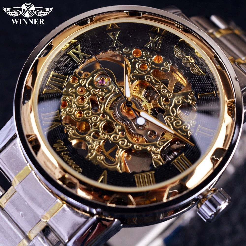 Montre en or Transparent hommes montres haut de gamme de luxe Relogio mâle horloge Montre décontractée pour Homme Montre Homme mécanique squelette Montre