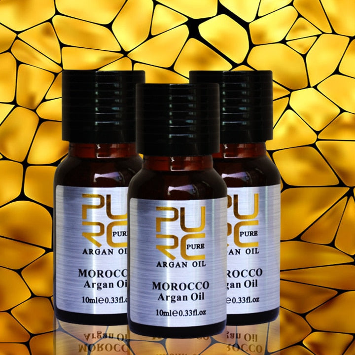 PURC maroc huile d'argan réparer les dommages frisottis cheveux secs lissage lissage 3 bouteilles soins capillaires