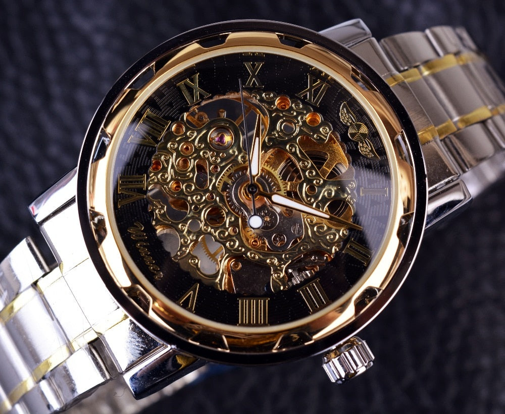 Transparent Gold Watch Men Watches Top Brand Luxury Relogio Male Clock Men Casual Watch Montre Homme Mechanical Skeleton Watch