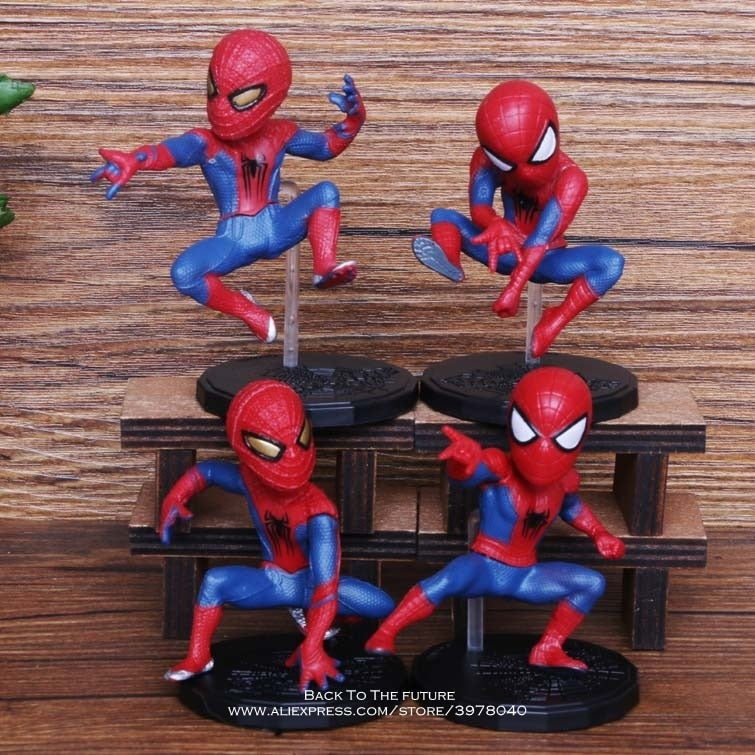 Disney Los vengadores de Marvel Spider Man 4 unids/set 6-8cm figura de acción postura colección de decoración de Anime figurita modelo de juguete niños