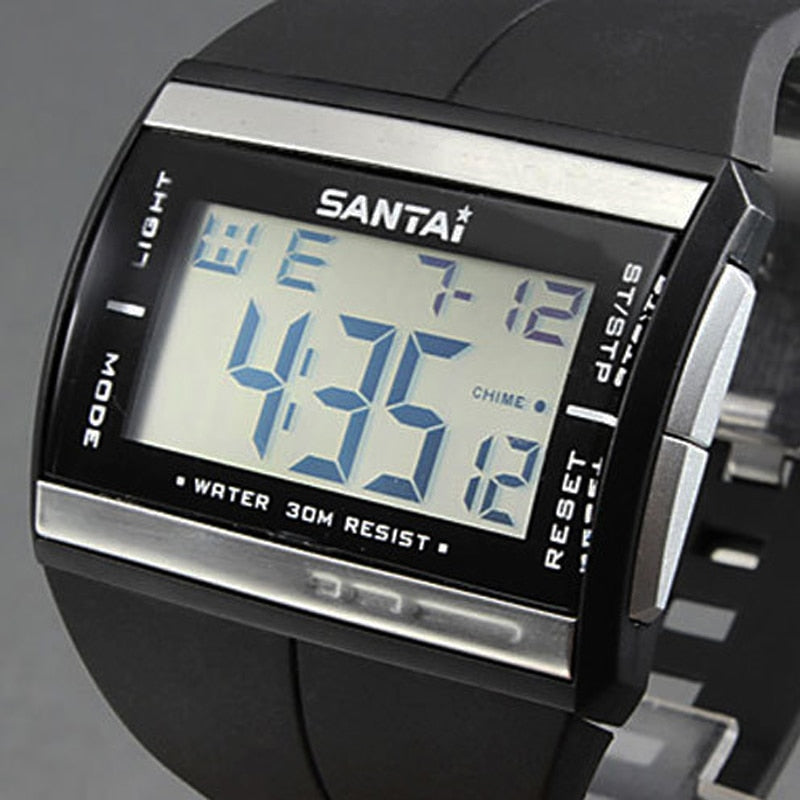 Relojes electrónicos Impermeable Moda Deporte LCD Hombres Reloj Digital Buceo Correa de Goma Reloj Deportivo para natación Reloj de Pulsera para Hombres