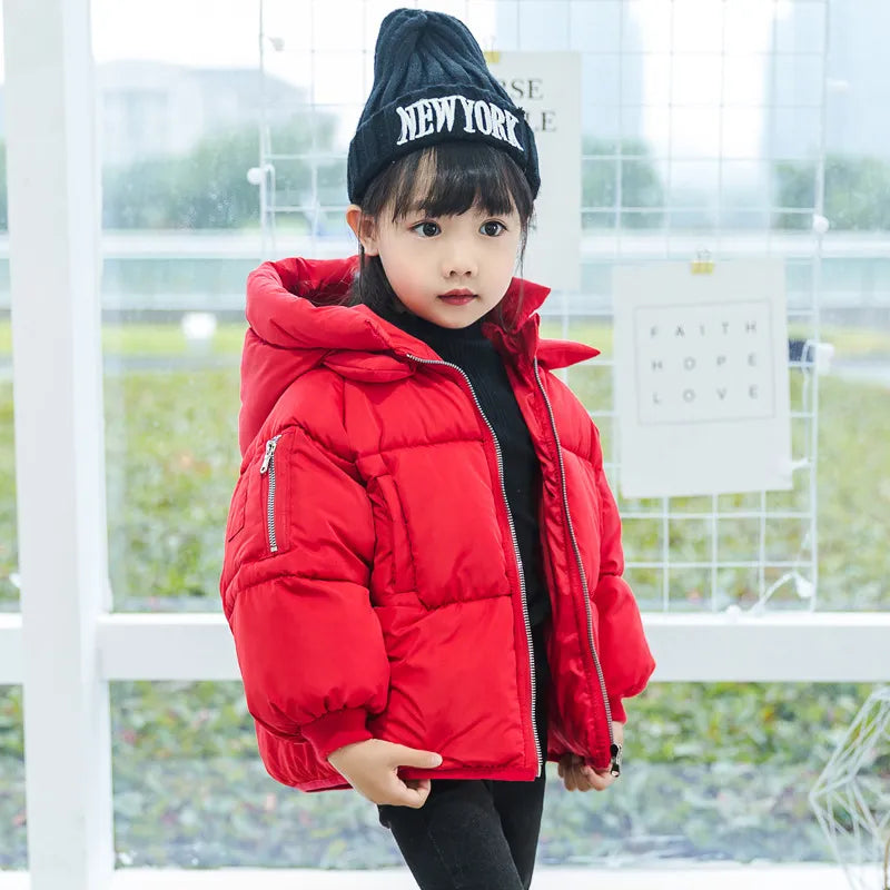 2-7Yrs Children's Casual Outerwear Coat Girl Cold Winter Warm Hooded Coat Children Cotton-Padded Clothes Kids Warm Down Jacket