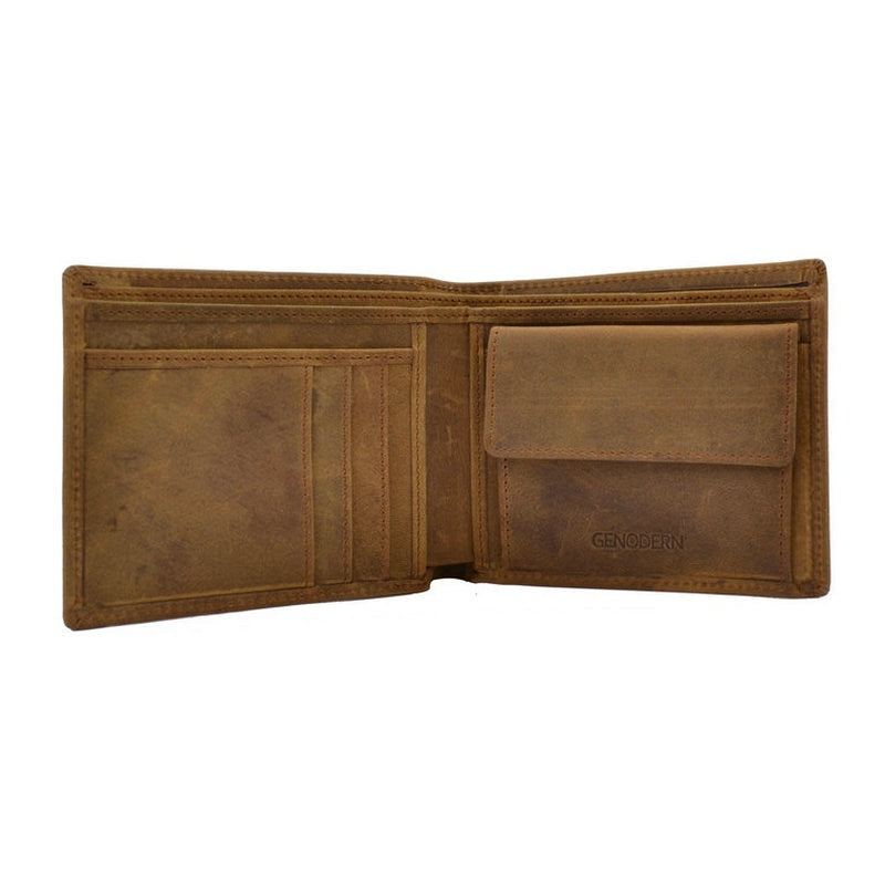 GENODERN Style italien Crazy Horse portefeuille en cuir pour hommes portefeuilles en cuir véritable poche à monnaie marron hommes sacs à main hommes portefeuilles