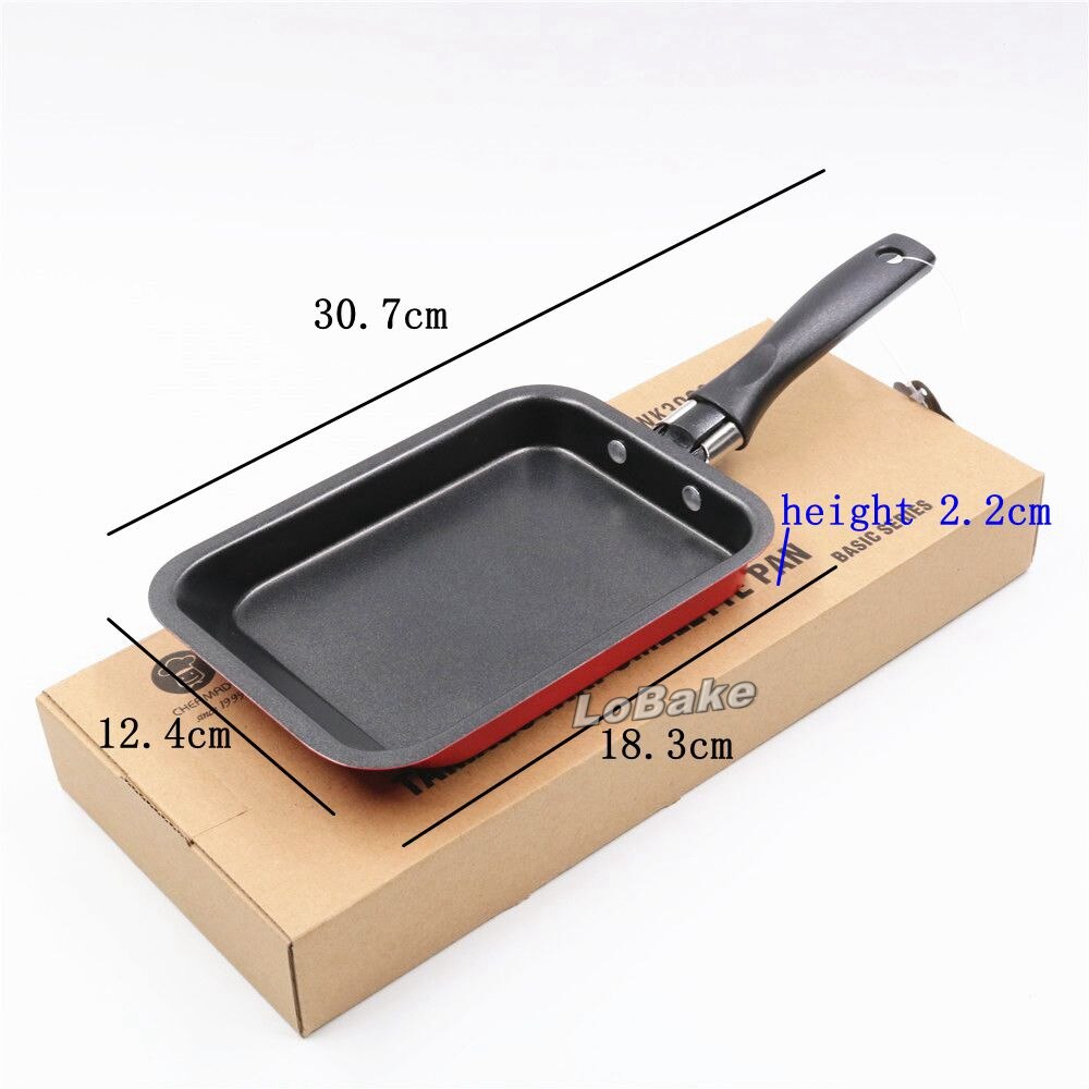 2 units/set) 18cm mini green and red coating fry pan rectangle egg roll tamagoyaki omelette pan cake making cooking supplies