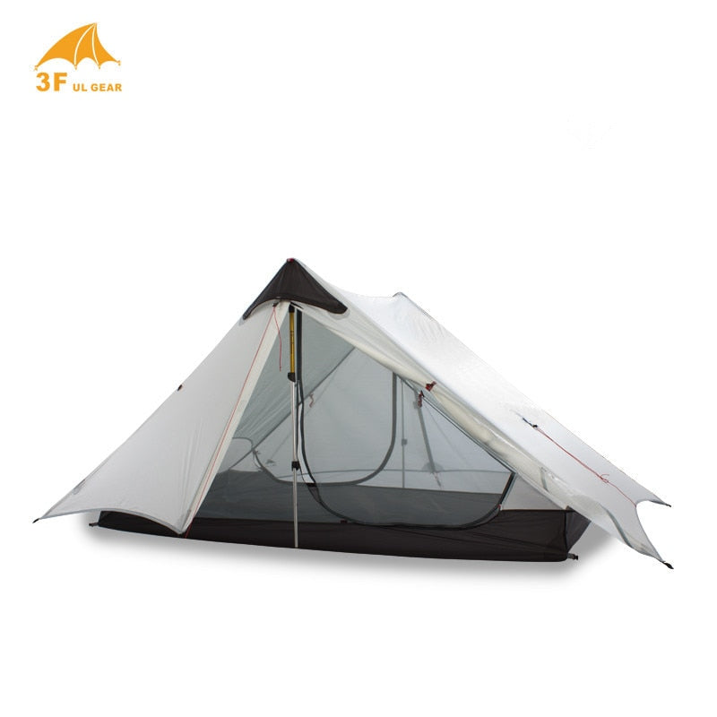 LanShan 2 3F UL GEAR Tente de Camping ultralégère extérieure pour 2 personnes et 1 personne, 3 saisons, 4 saisons, tente professionnelle sans tige en nylon argenté 15D