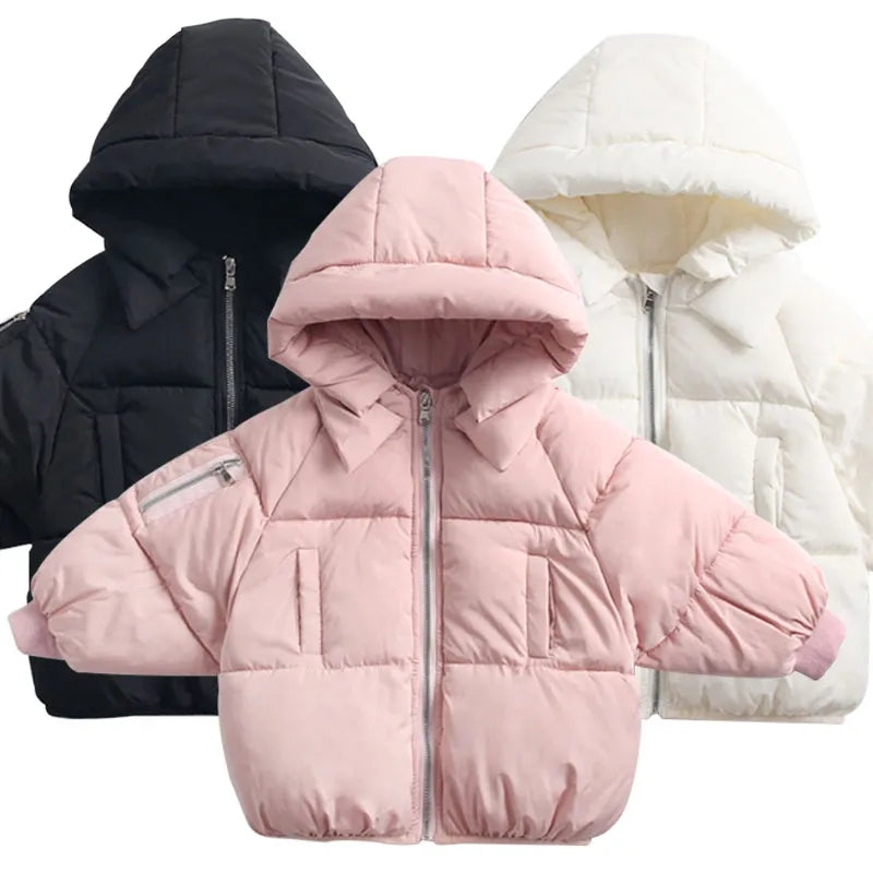 2-7 ans enfants décontracté manteau d'extérieur fille froid hiver chaud manteau à capuche enfants vêtements rembourrés de coton enfants chaud doudoune