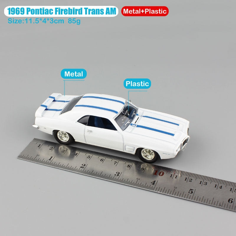 Yat Ming – modèle de voiture classique en métal, échelle 1:43, Pontiac Firebird Trans AM 1969, jouet, Signature de route, répliques miniatures blanches