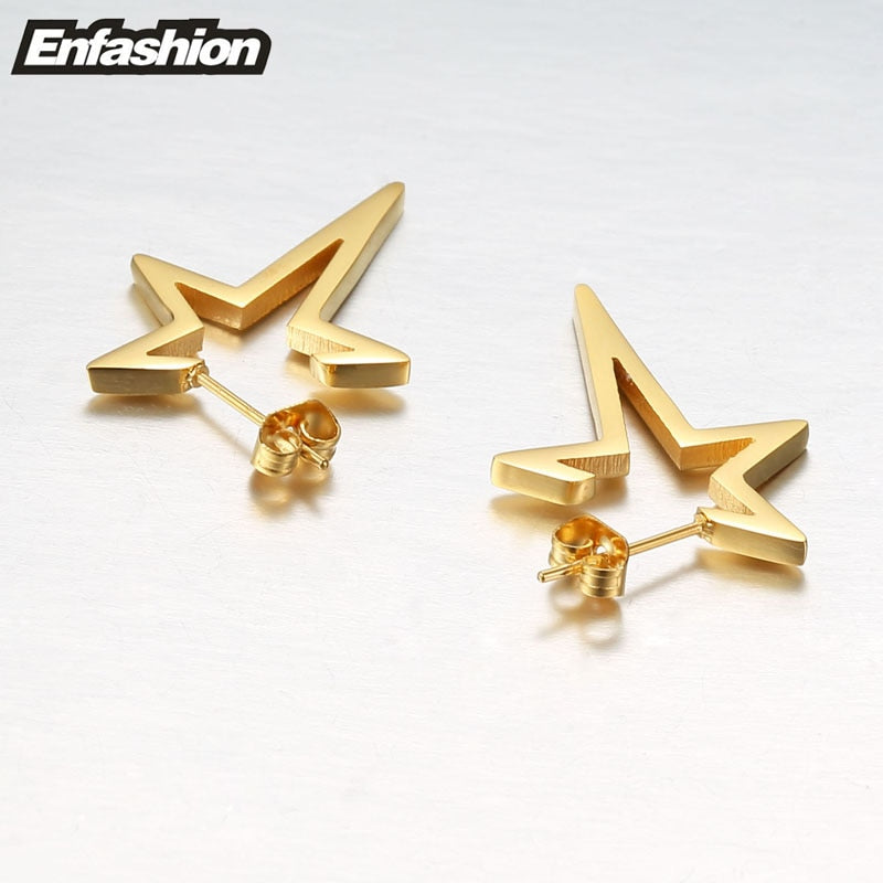 Enfashion Star boucles d'oreilles Punk boucle d'oreille couleur or Rose boucles d'oreilles en acier inoxydable boucles d'oreilles pour femmes bijoux en gros