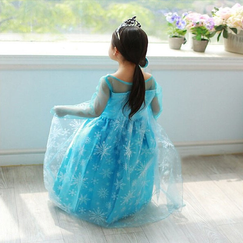 Snow Queen Elsa Dress Baby Girls Cosplay Dress Costume Princess Anna Dress Kids Clothes Halloween Christmas Dress for Child Full