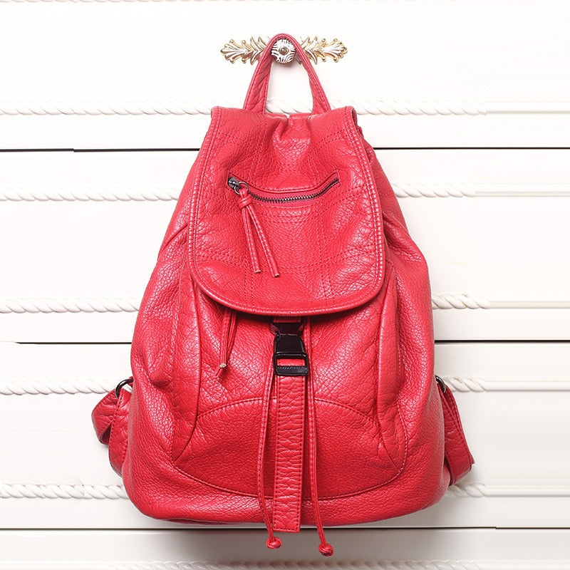 Luxury Famous Brand Designer Washed Leather Women Backpack Female Casual Shoulders Bag Teenager School Bag Fashion Women's Bags