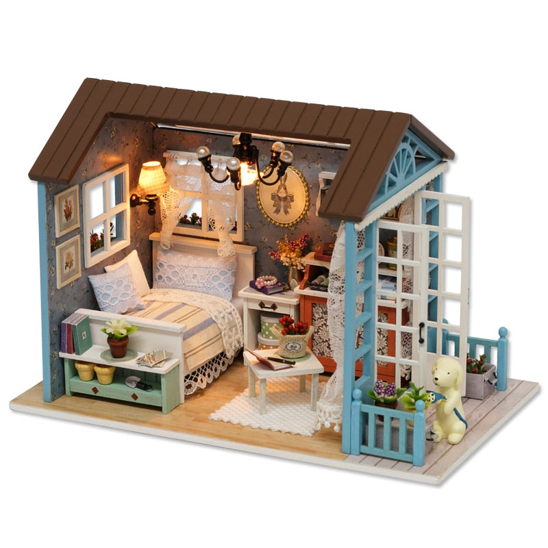 Año nuevo regalos de Navidad casa de muñecas DIY casa de muñecas en miniatura muebles de juguete CasaDolls casas juguetes para niños regalos de cumpleaños Z007