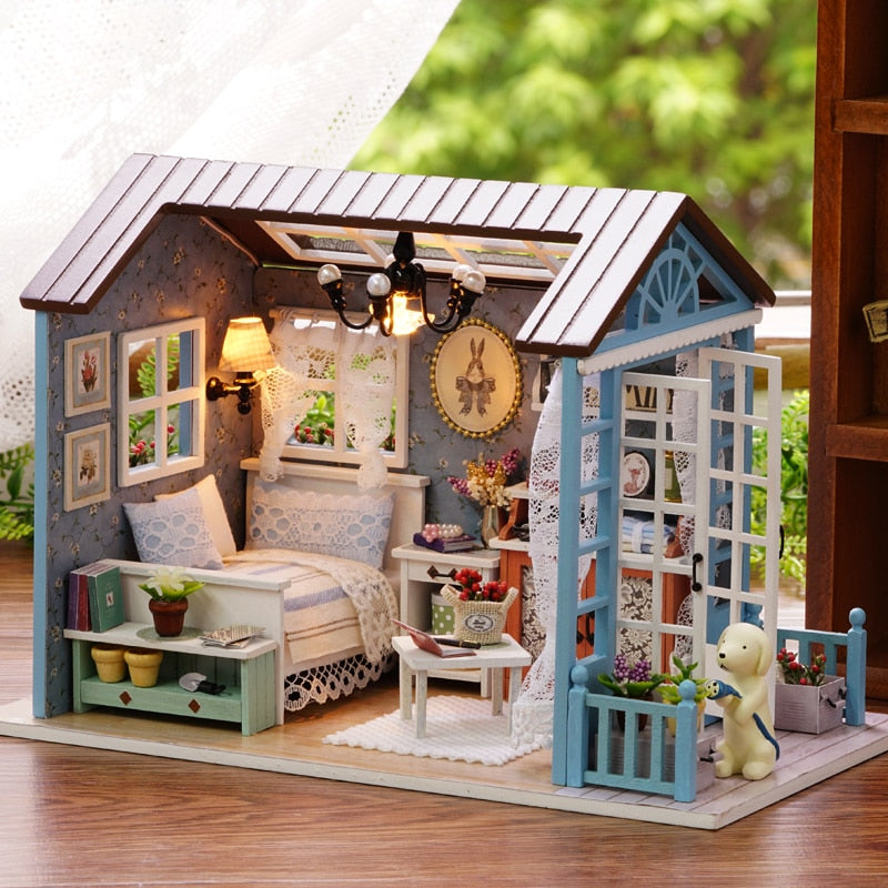 Año nuevo regalos de Navidad casa de muñecas DIY casa de muñecas en miniatura muebles de juguete CasaDolls casas juguetes para niños regalos de cumpleaños Z007