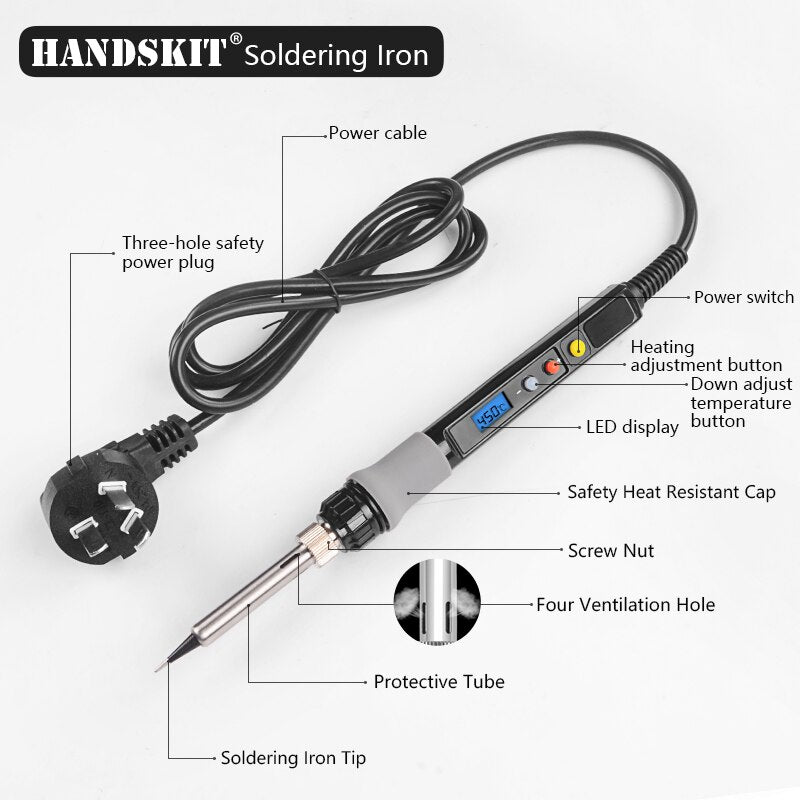 Adjustable Temperature Electric Digital Soldering Iron With Knife 5 Soldering Tips Home Repair Iron Welding  Tool