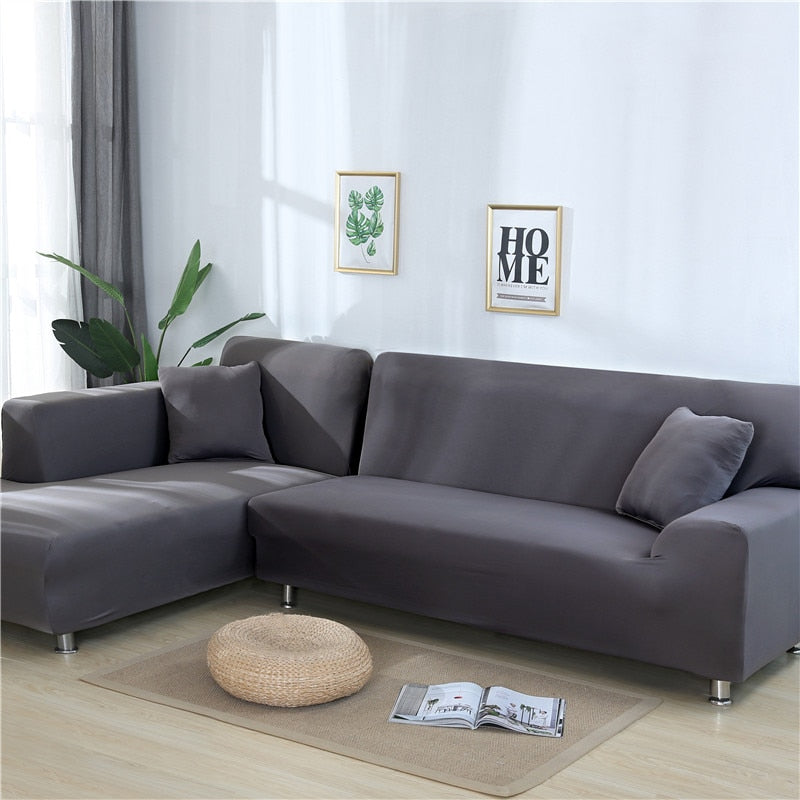 Plain Corner Sofa Covers for Living Room Elastic Spandex Couch Cover Stretch Slipcovers L Shape Sofa Need Buy 2pcs Sofa Cover