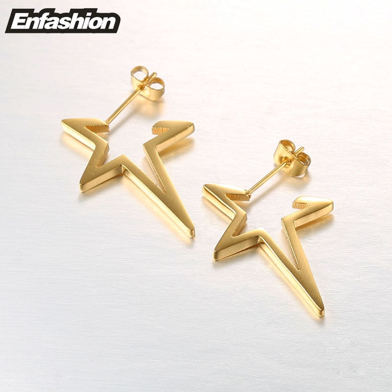 Enfashion Star Earrings Punk Stud Earring Rose Gold Color Earings Stainless Steel Earrings For Women Jewelry Wholesale