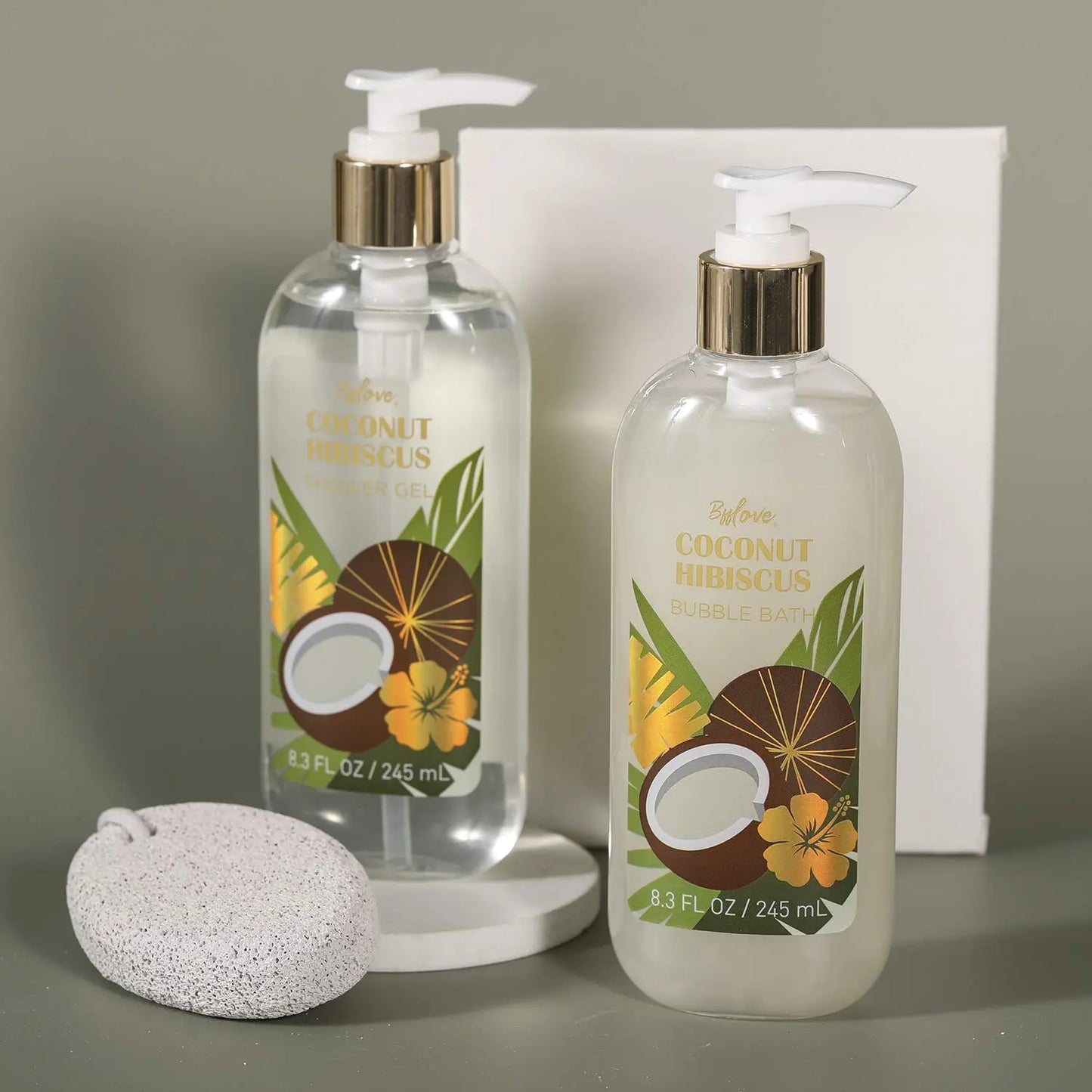 Cesta de regalo para spa con aroma a coco e hibisco, set de regalo para el cuerpo y el baño en casa con aceite de masaje, baño de burbujas y sal de baño