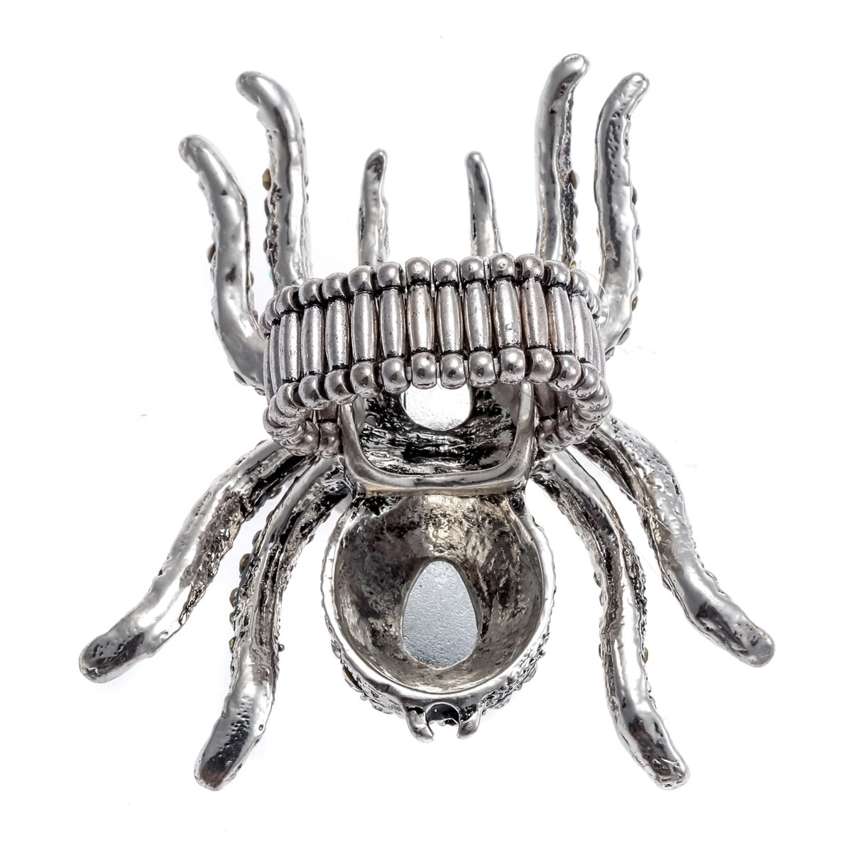 YACQ Araña Anillo Elástico Bufanda Broche Fiesta De Halloween Joyería Gótica Regalos Encantos Mujeres Niñas Plata Antigua Negro