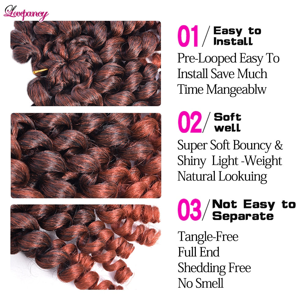 Lovepancy 8Inch Curly Jumpy Wand Curl Jamaican (2 PCS) Bounce Synthetic Braiding Hair Extensions Afro Crochet Braid Hair For Black Women