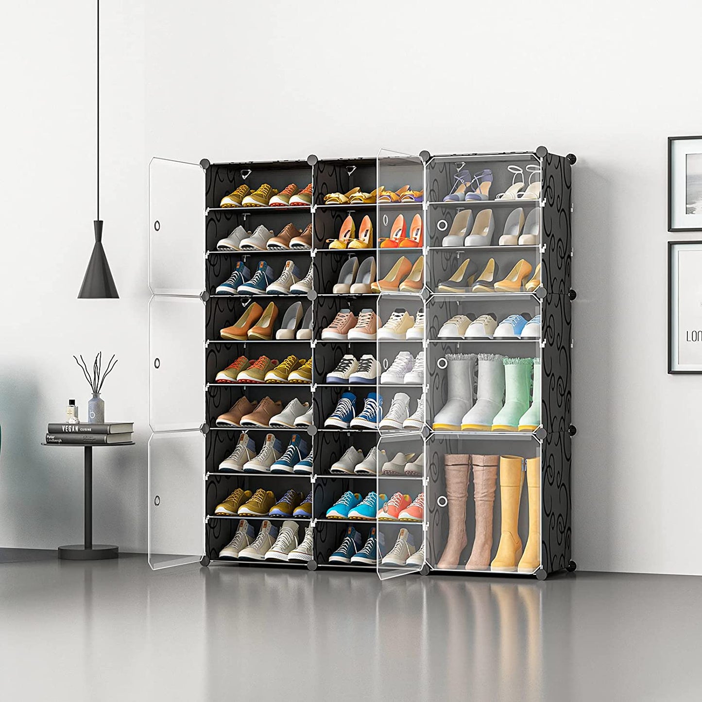 Shoe Rack Large Capacity Boot Storage 12 Cube Organzie Modular DIY Plastic 6 Tier 24-96 Pairs of Shoe