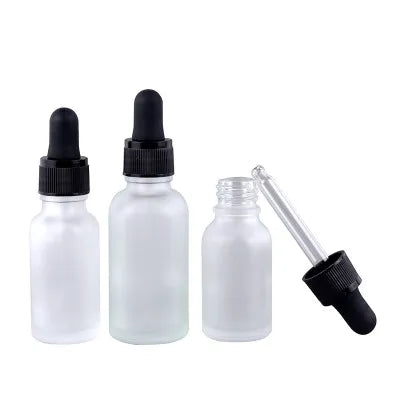 Compte-gouttes vide en verre givré, liquide d'aromathérapie pour huile de massage essentielle, bouteilles à Pipette, 5ml, 10ml, 15ml, 20ml, 30ml, 50ml, 100ml