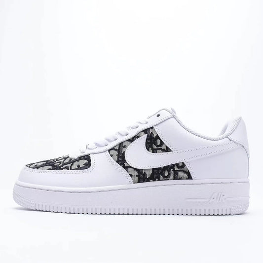 Nike Air Force 1 x Dior Print Contrast Shoes Femme Homme Tendance Chaussures Noir 