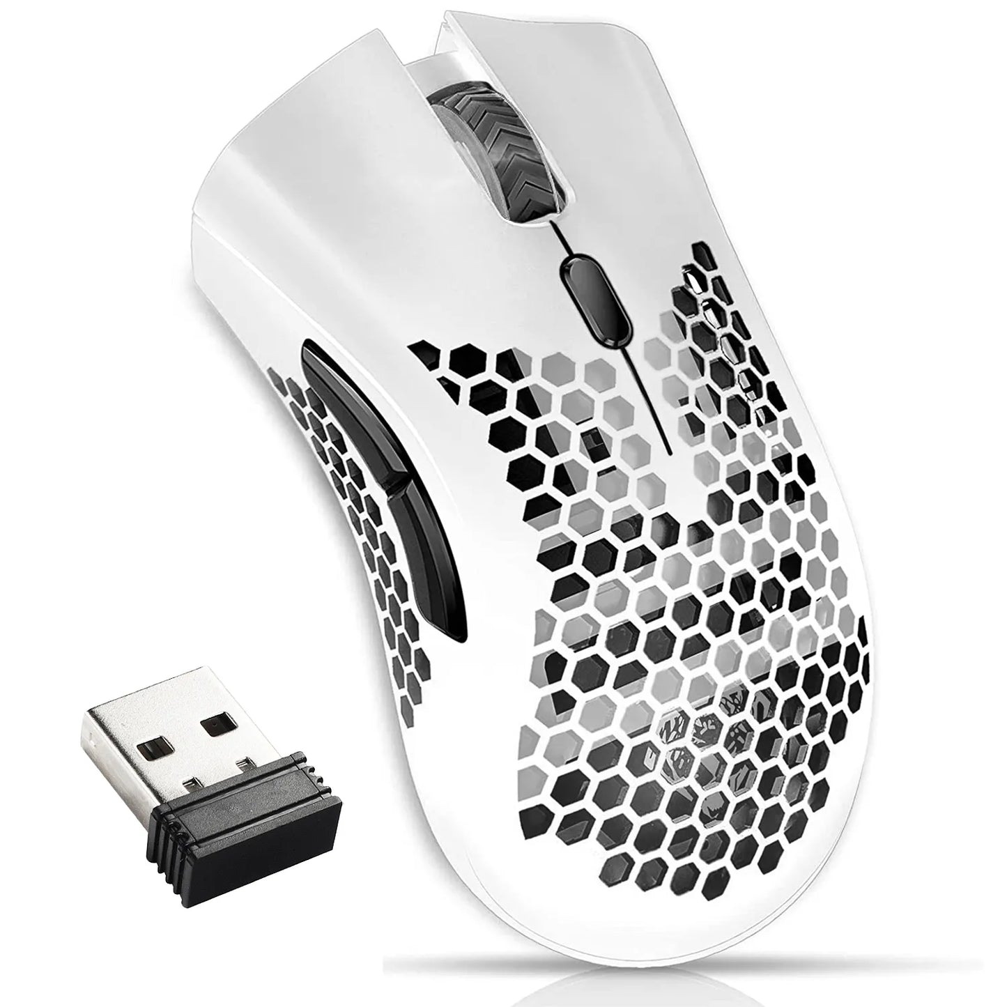 Ratón óptico inalámbrico con receptor USB, Mouse RGB para videojuegos, 6 botones, para ordenador portátil, PC y oficina, LED recargable