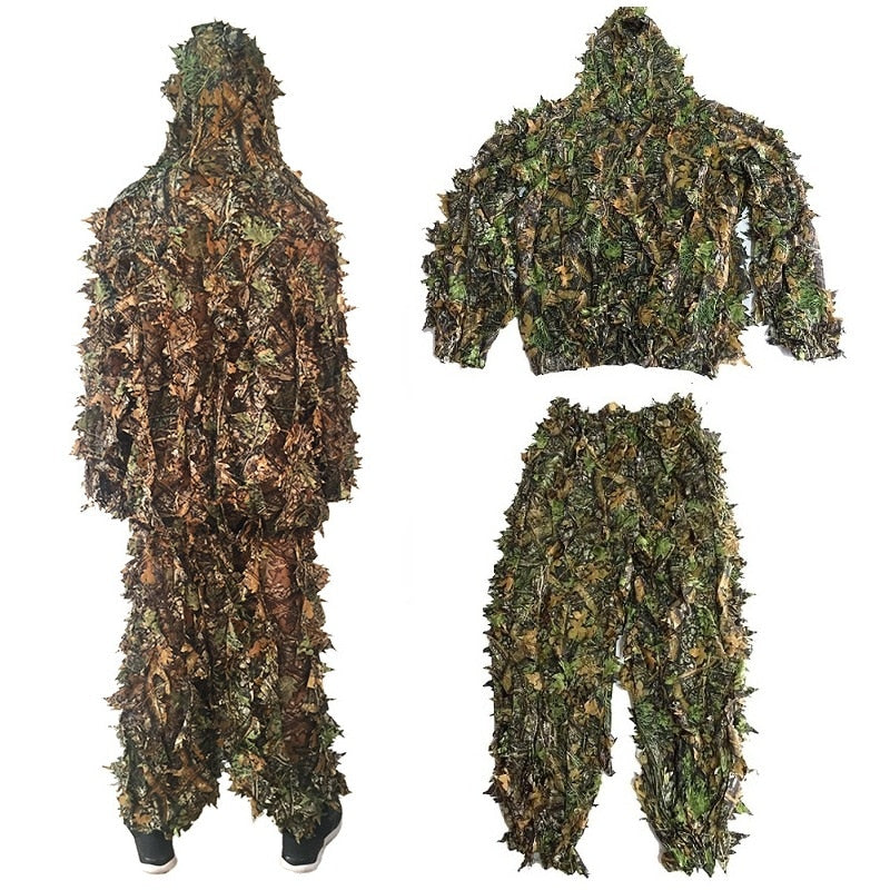 Suit Camouflage Clothes Jungle Suit FOR MEN/WOMEN CS Training Leaves Clothing Hunting Suit Pants Hooded Jacket