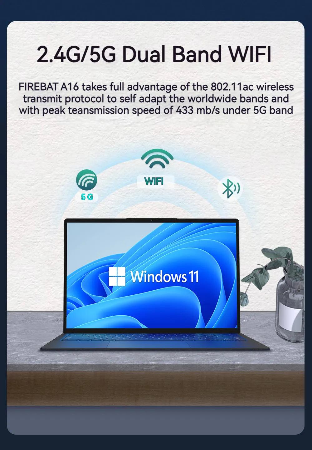 FIREBAT A16 nueva llegada 16 pulgadas 100% sRGB Ultra delgado DDR4 16G RAM 1TB 1920*1200 huella digital portátil Intel N5095 portátil