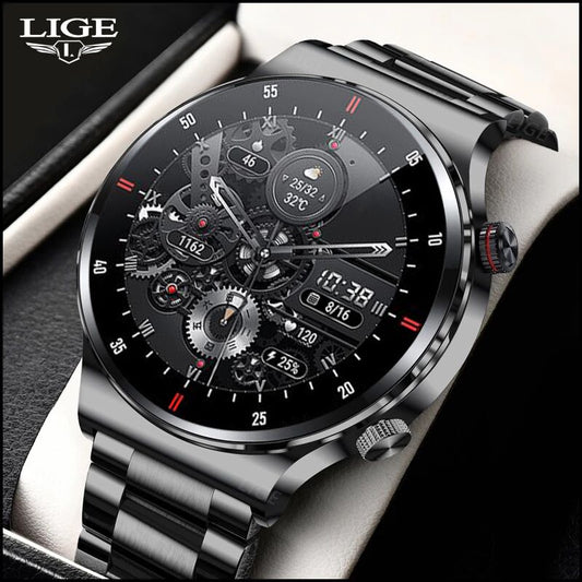 LIGE ECG + PPG Bluetooth llamada reloj inteligente 2023 hombres completamente táctil reloj deportivo rastreador de salud hombres reloj inteligente impermeable para Android Ios