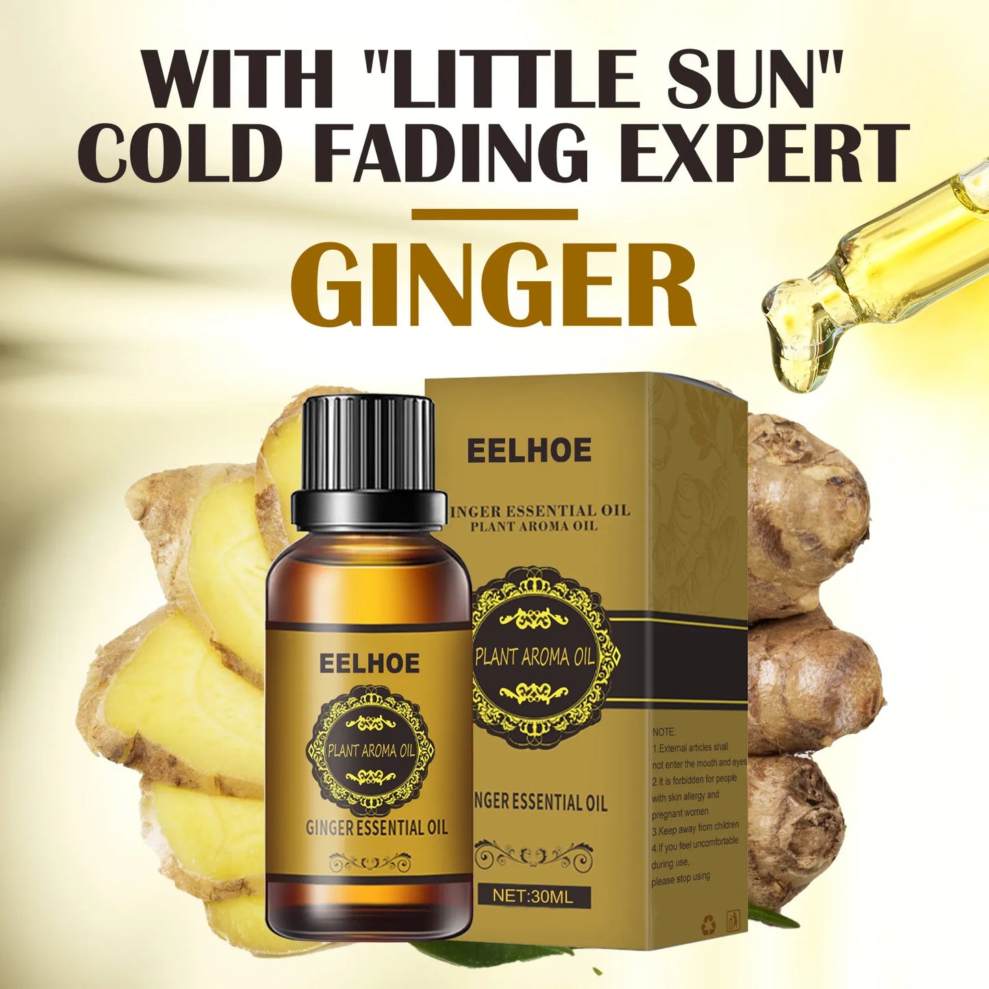 Eelhoe Ginger Essential Oil Firming Slimming Shaping Liquid Belly Sculpting Essential Promote Metabolism Full Body Massage Oil