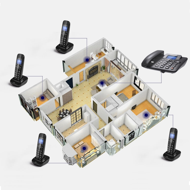 Contestador automático inalámbrico, teléfono con cable de 2,4G, para oficina, hogar, hotel, teléfono inalámbrico de largo alcance, 4 manos, teléfono de mesa