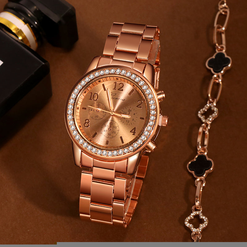 Relojes de Mujer Geneva clásico de lujo con diamantes de imitación, relojes para Mujer, Reloj dorado a la moda para Mujer, Reloj para Mujer