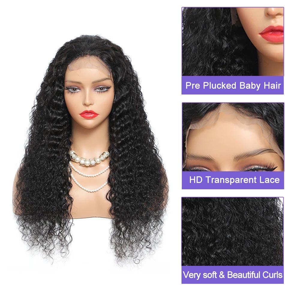 Deep Wave Lace Frontal Wig Human Hair 13x4 4x4 Closure Deepwave Perruque Cheveux Humain  Cheap Wig On Promotion With Free Ship