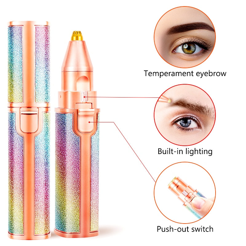 Portable 2 en 1 épilateur électrique rasoir de sourcils corps féminin visage rouge à lèvres forme épilation femmes indolore rasoir