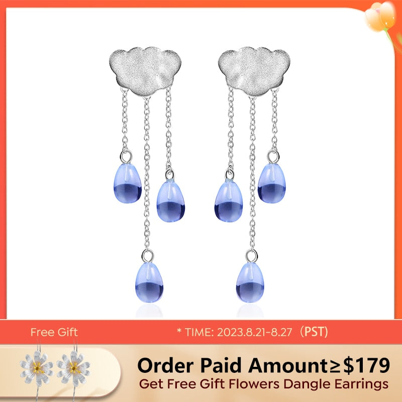 Lotus Fun – boucles d'oreilles en argent Sterling 925 véritable, pierres précieuses en cristal naturel, bijoux fins, nuage ethnique, longues pampilles, pour femmes, Brincos