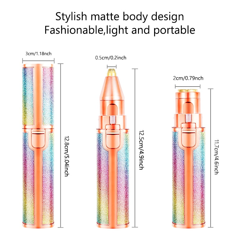 Depiladora eléctrica portátil 2 en 1 para mujer, recortador de cejas, cuerpo femenino, lápiz labial Facial, depilación con forma, afeitadora indolora