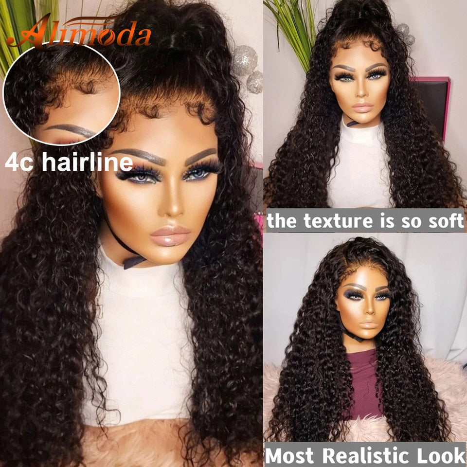 Afro Kinky Curly Wigs Human Hair 13x4 Full Lace Front Wig 4C Edges Baby Hair 5x5 HD Lace Wigs Transparent 13x6 Lace Frontal Wigs