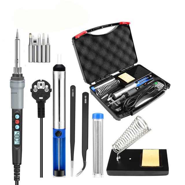 Adjustable Temperature Electric Digital Soldering Iron With Knife 5 Soldering Tips Home Repair Iron Welding  Tool