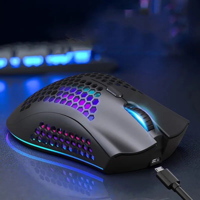 Souris souris optique sans fil avec récepteur USB RGB Mous Gaming 6 boutons souris d'ordinateur portable PC bureau LED Rechargeable