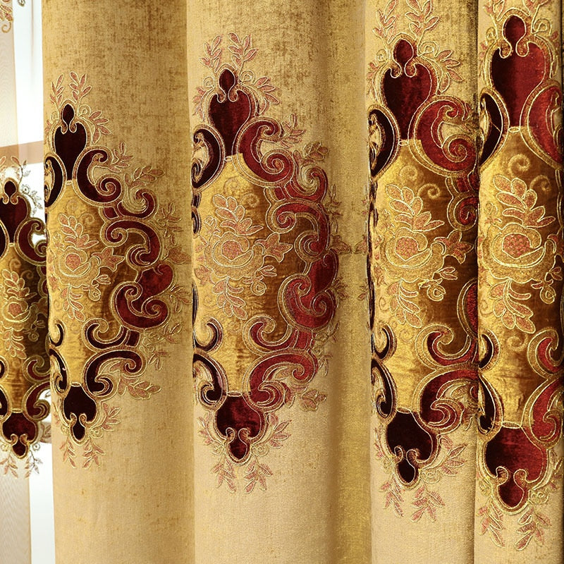 New Curtains for Living Room Style Villa Blinds Drapes Embroidery Window Door Curtains for Dining Room Bedroom Valance