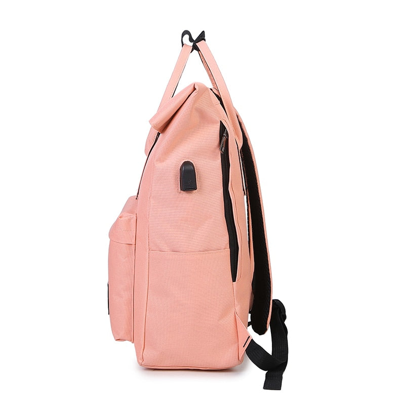 Sac à dos avec chargeur USB externe pour femmes, sac à dos en Nylon pour hommes Mochila Escolar pour filles, sacs d'école à bandoulière pour ordinateur portable pour adolescents