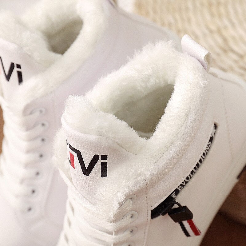 Women Ankle Boots Warm PU Plush2022 Winter Boots  Winter Woman Shoes Sneakers Flats Lace Up Ladies Shoes Women Short Snow Boots