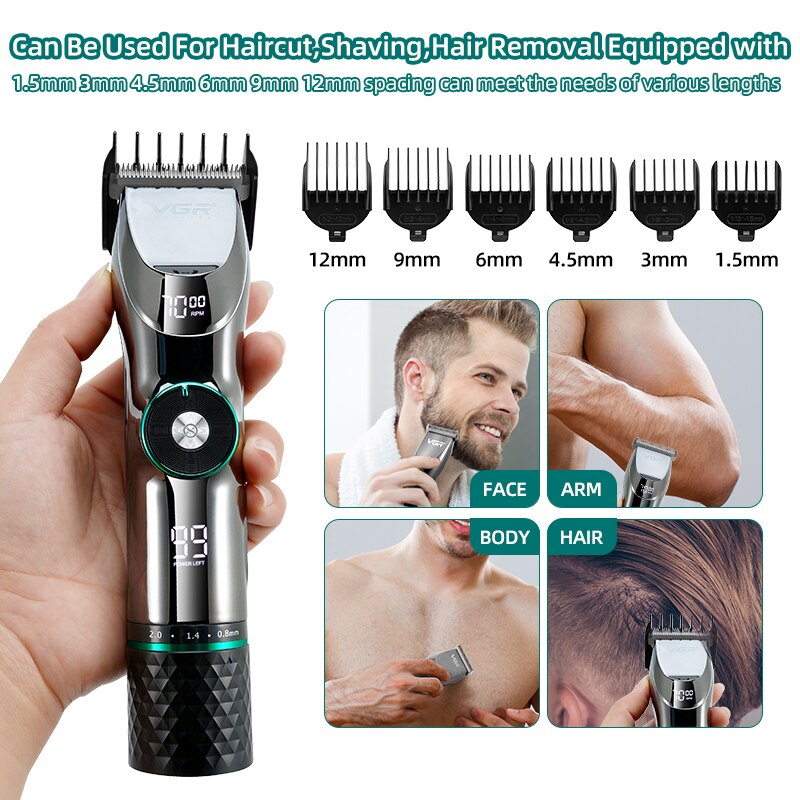 Hair Clipper Mens Beard Face Body Trimmer Professional Cordless Rechargeable Hair Cutter Kit Barber Shop Strong Power Clippers