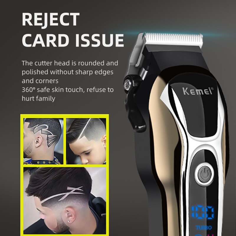 Kemei 2023 Nueva cortadora de cabello eléctrica, recortadora recargable, Afeitadora eléctrica para hombres con pantalla LCD, recortadora de barba inalámbrica.